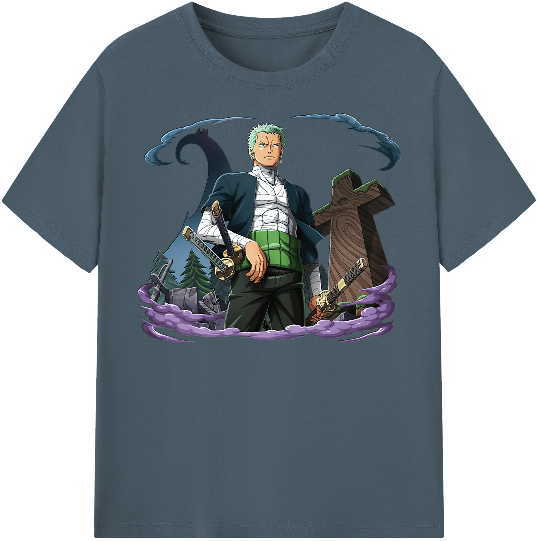 ワンピース ロロノア・ゾロ ONE PIECE Roronoa Zoro 綿100％半袖Tシャツ（フロントプリント）
